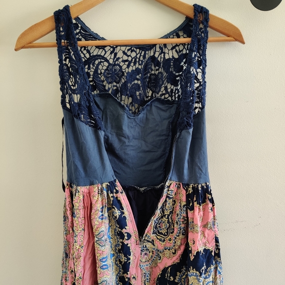 ANGEL BIBA|| CROCHET AND PAISLEY PRINT MAXI DRESS SIZE 10 - Picture 3 of 10